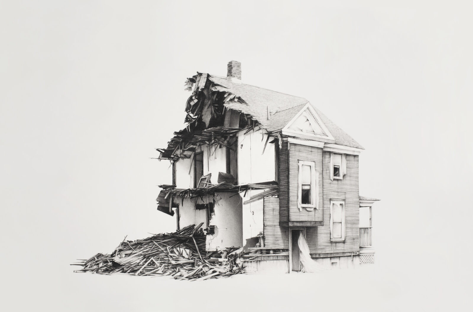 Ian Strange Charcoal drawing Artist Sketch Demolition 1